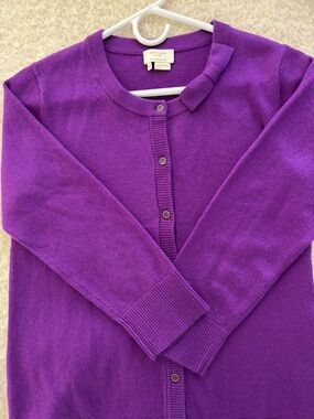 kate spade purple button-front crewneck cardigan